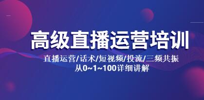 《高级直播运营培训》直播运营/话术/短视频/投流/三频共振 从0~1~100详细讲解