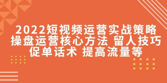 2022短视频运营实战策略：操盘运营核心方法 留人技巧促单话术 提高流量等插图
