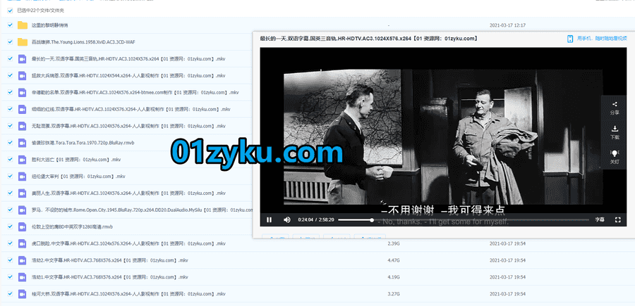 20部经典海外反法西斯类电影60G百度网盘资源合集，带中文字幕，包含zui长的一天/浩劫/巴顿将军/胜利大逃亡……等_赚钱插图1
