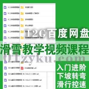 12G滑雪练习新手入门到精通国内外教学培训视频课程百度网盘资源合集，包含滑行控速/上坡下坡/转弯刹车技巧……等内容_赚钱插图
