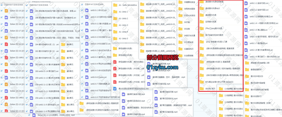 100G意大利语自学学习视频+电子版PDF书籍百度网盘资源合集，包含A1A2B1B2/初级中级/教材配套音视频/发音纠音教学/常用词典……等内容_赚钱插图1