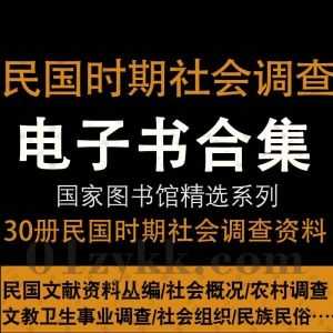 民国时期社会调查资料汇编30册全PDF电子版百度网盘资源合集，涵盖民国社会概况/文教卫生事业/工业与工人/社会组织/民族与民俗调查…等_赚钱插图