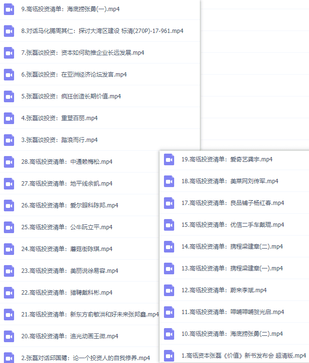【企业投资CEO演讲系列】高瓴资本张磊+高瓴投资的18家企业CEO演讲访谈视频百度网盘资源合集_赚钱插图2