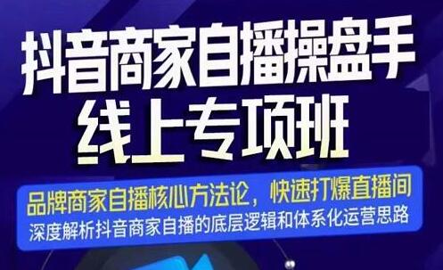 抖音商家自播操盘手进阶班