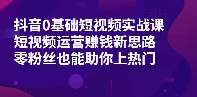 抖音0基础短视频实战课，短视频运营赚钱新思路，零粉丝也能助你上热门插图