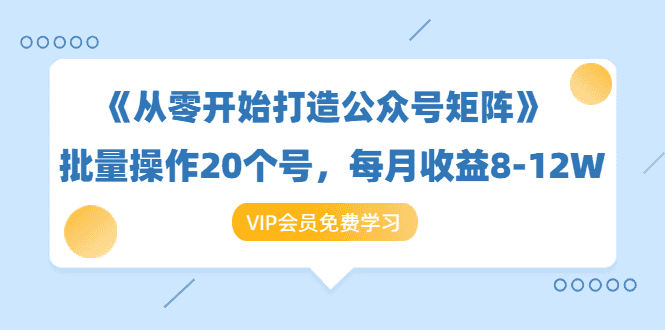 《从零开始打造公众号矩阵》批量操作20个号，每月收益大概8-12W（44节课）插图