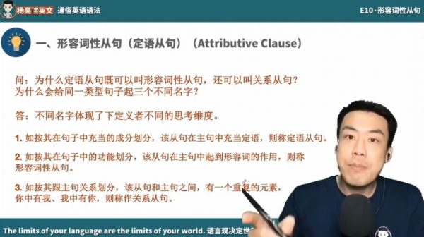 杨亮讲英文·通俗英语语法课,初级+中级+高级百度云 价值1398元插图2 杨亮讲英文·通俗英语语法课 视频截图