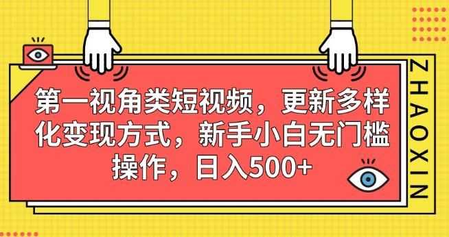 NO.1视角类短视频，更新多样化变现方式，新手小白无门槛操作，日入500+【揭秘】
