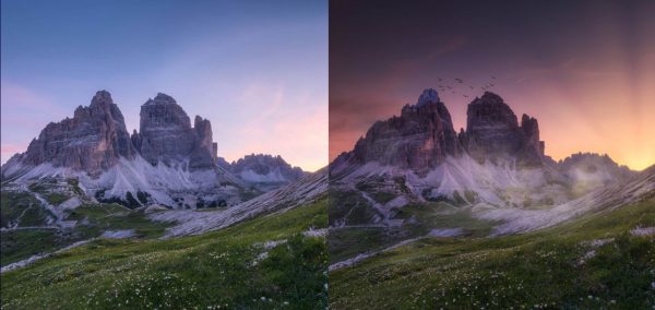 Luminar AI,价值99美元的AI智能修图软件 神器插图1 Luminar AI 照片处理前后对比(官方演示效果,左侧是原图)