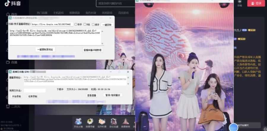 【高端精品】zui新电脑版抖音/快手/B站直播源获取+直播间实时录制+直播转播软件【全套软件+详细教程】