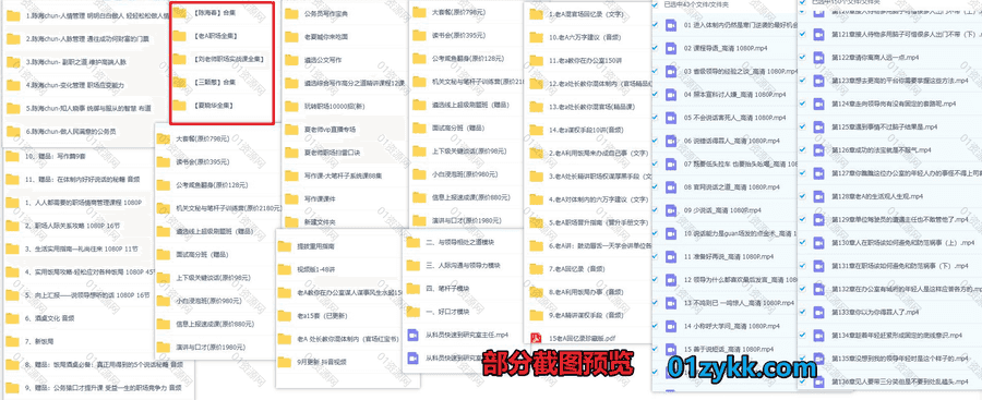 60套+夏晓华/三颗葱/老A职场/陈海春/刘老师公文职场体制内课程300G网盘资源合集，包含公文写作/职场权谋/饭局酒桌聊天技巧/体制内晋升…等_赚钱插图1