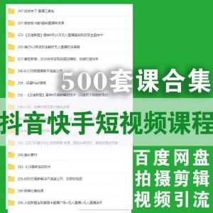 500套抖音快手短视频课程1500G百度网盘合集，包括微信视频号/短视频剪辑/拍摄引流/网赚技巧/无人直播……等内容_赚钱插图